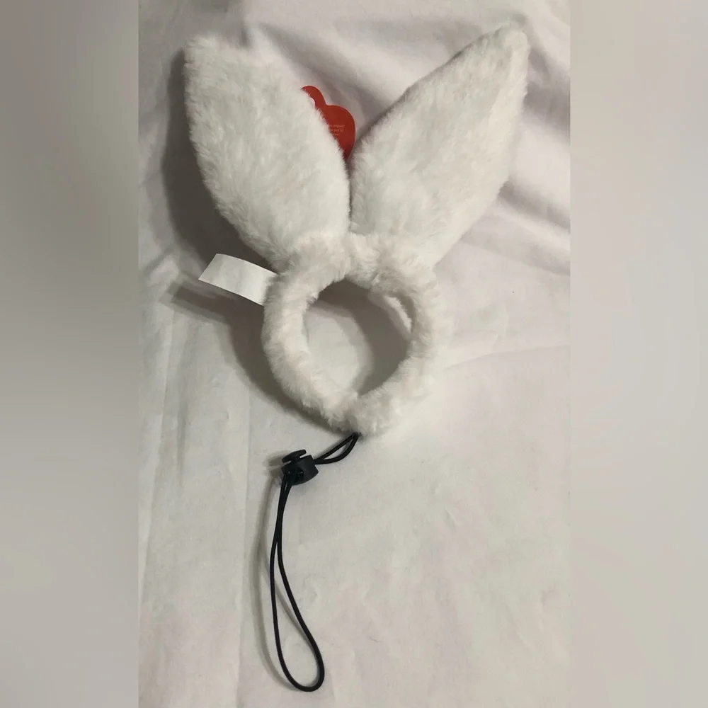 Pet Bunny Sequins Ears soft plush white purple. 7”W X 10” L